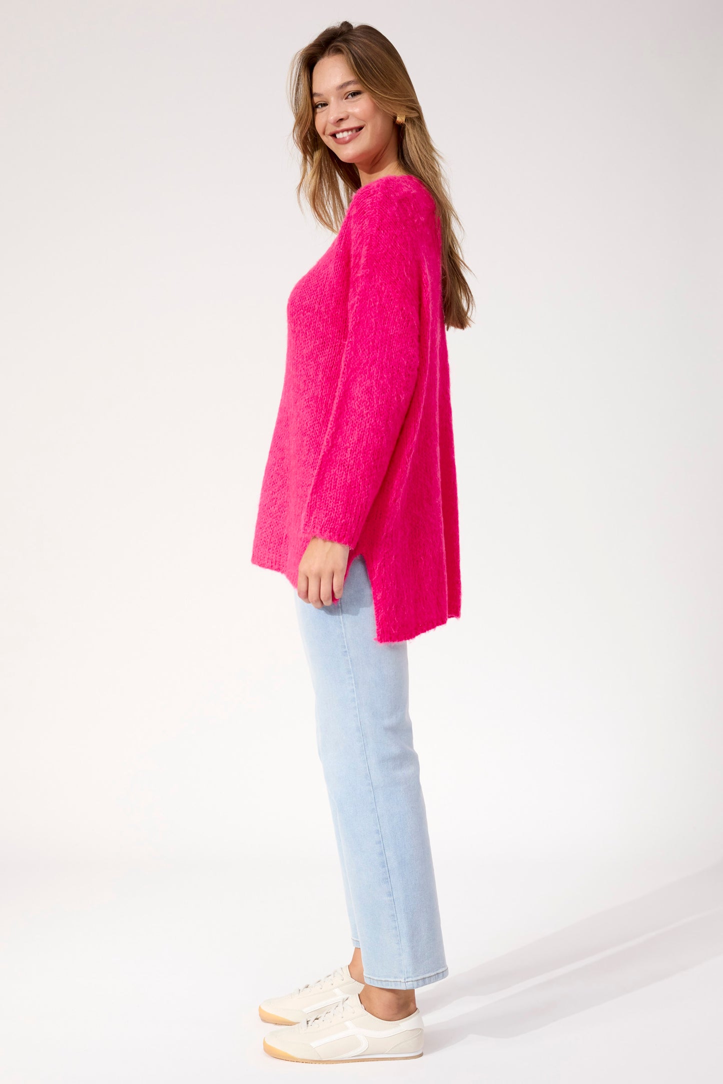Lyon Relaxed Jumper- Hot Pink