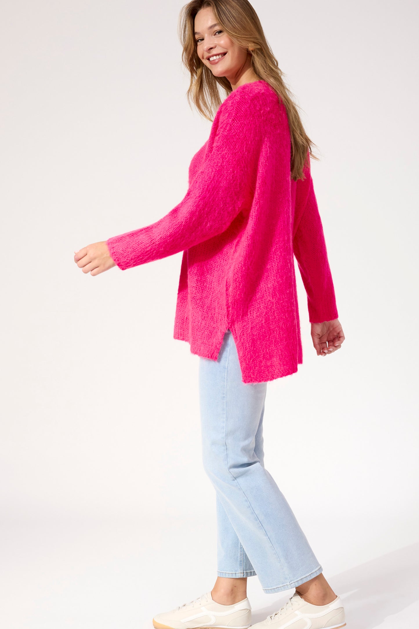 Lyon Relaxed Jumper- Hot Pink