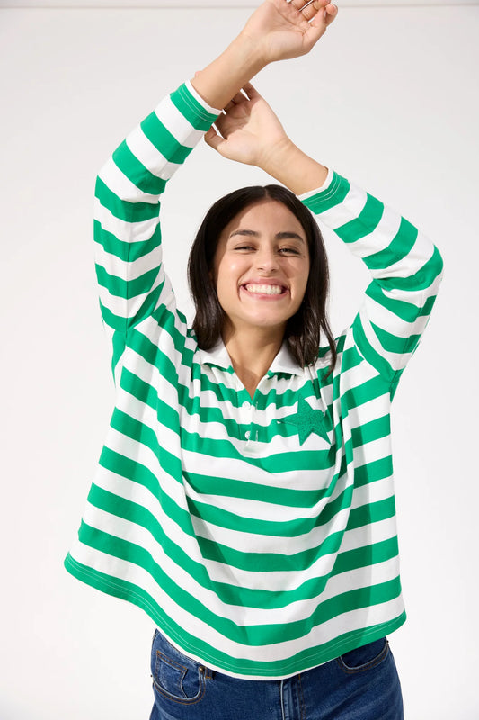 Columbus Stripe Polo Top - Green