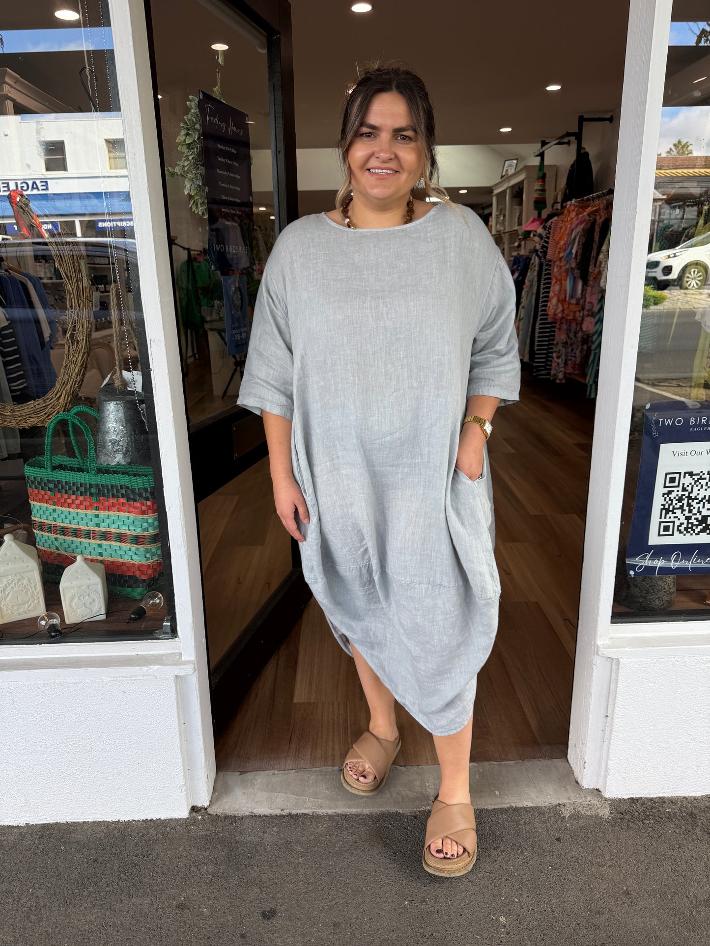 Scalloped Edge Dress - Silver Blue