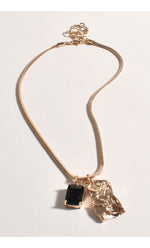 Adorne Charm & Jewel Short Necklace - Black