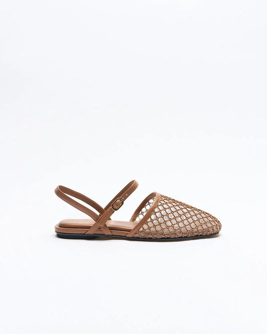 Walnut Anni Leather Flat - Tan