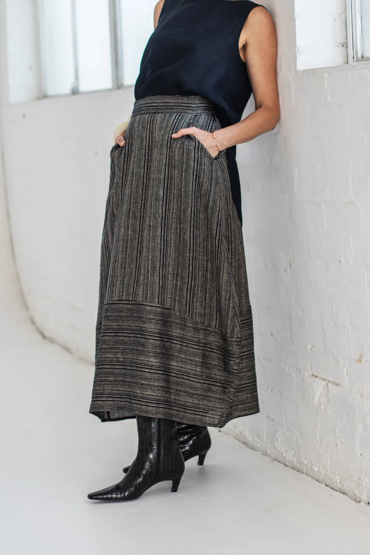 Eadie Skirt - Raven Stripe