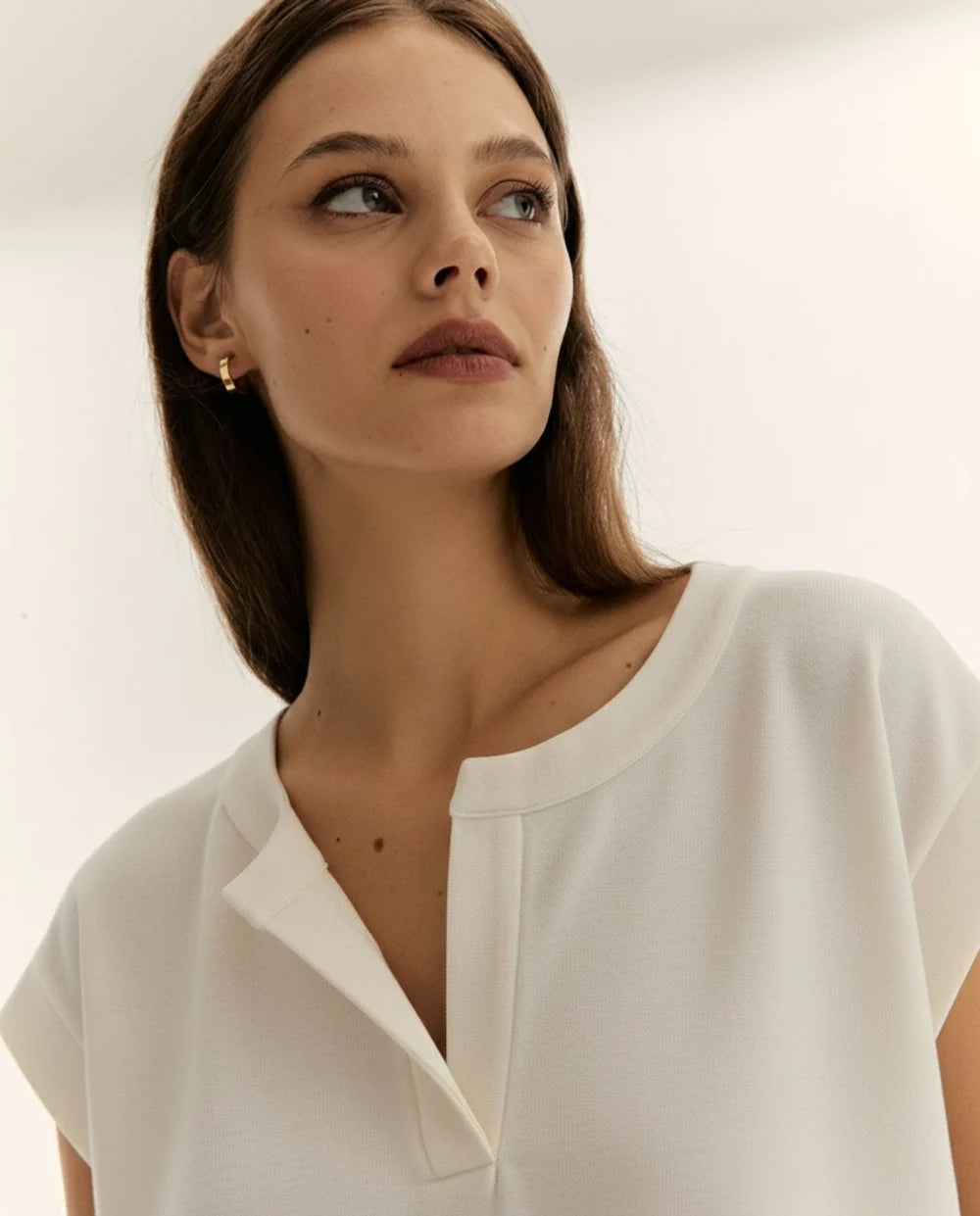 Paz Torras Mandarin Collared Tshirt - White