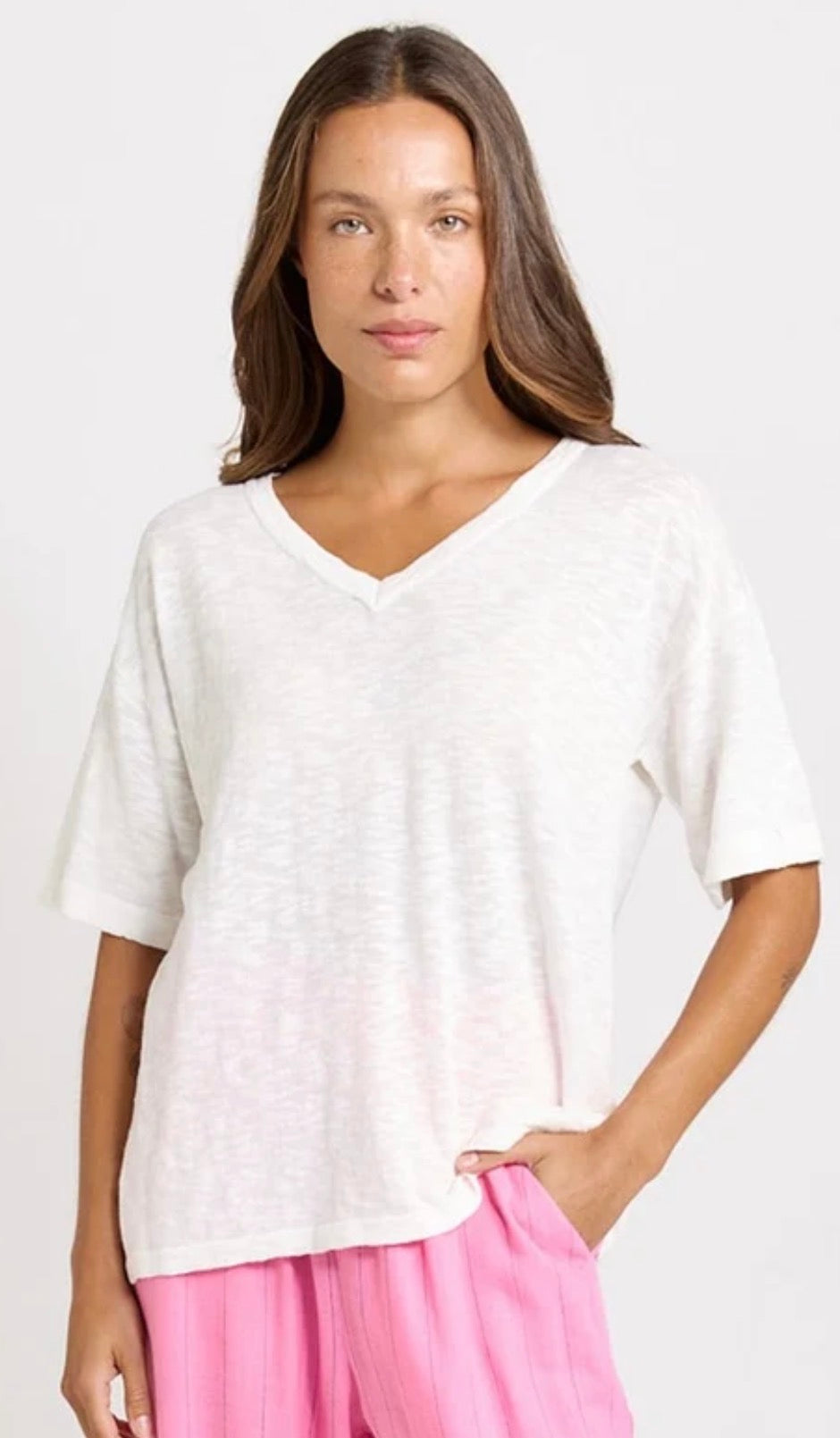 Aries Vneck Top - White