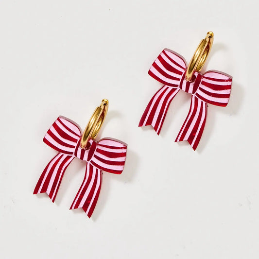 Bow Earrings- Red