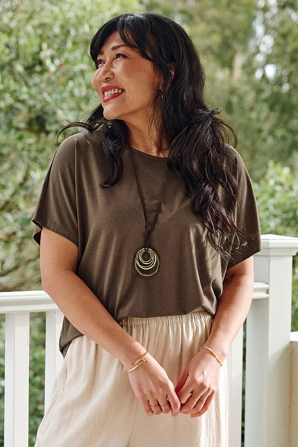 Bamboo Linen Pax Tee - Coffee