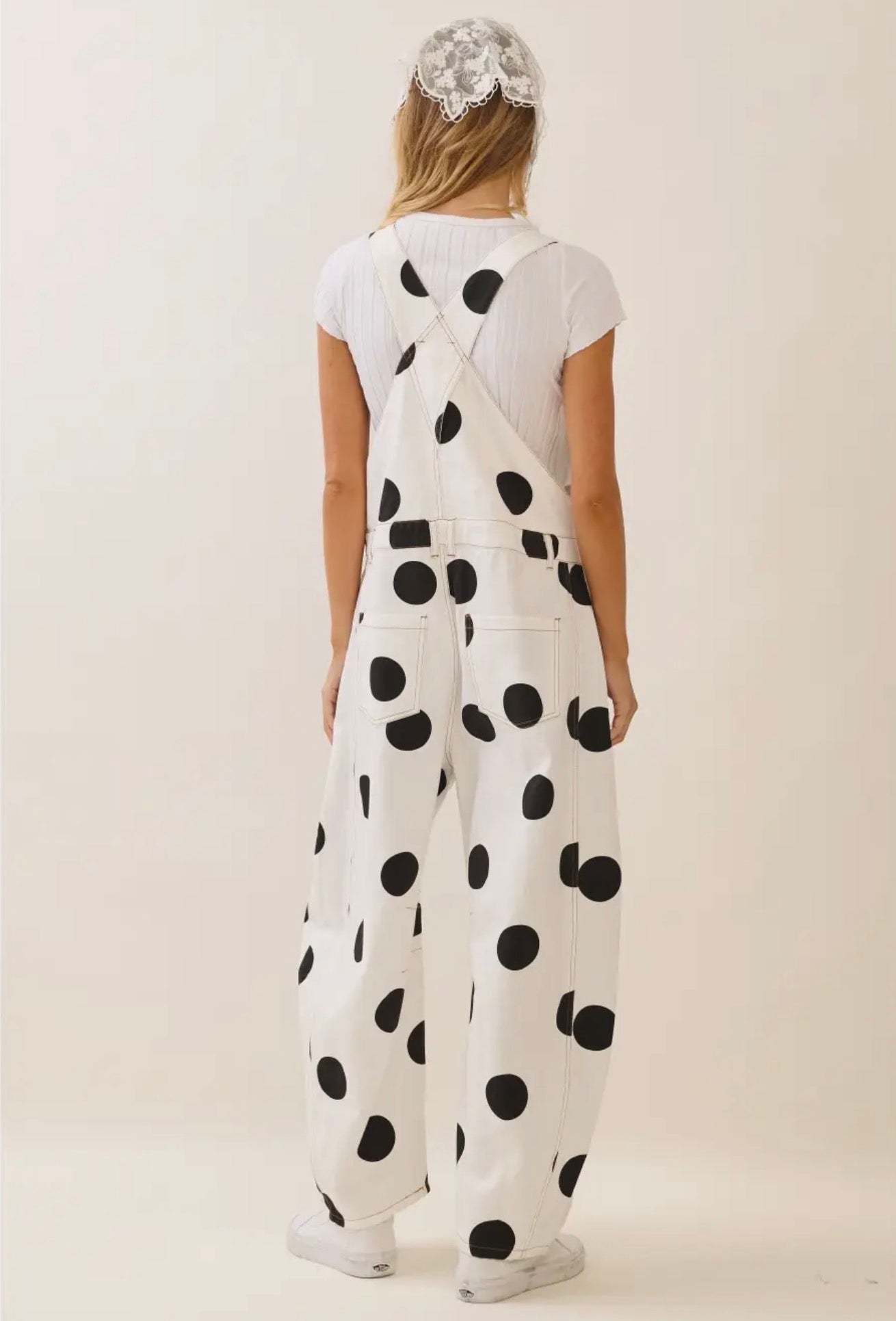 Polka Dot Barrel Leg Overalls