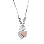 Allure Heart & Lock Necklace - Two Tone Silver & Rose Gold