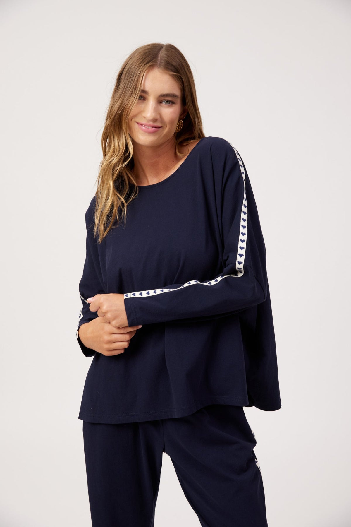 Elba Heart Long Sleeve - Navy