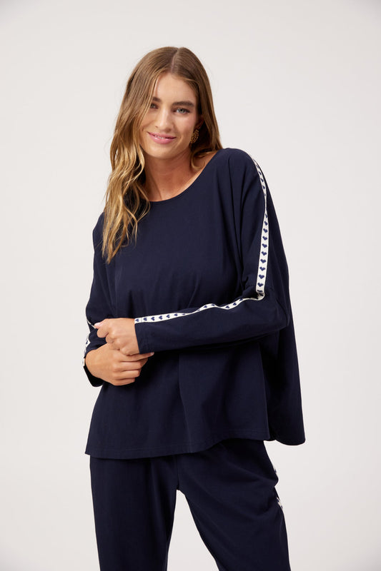 Elba Heart Long Sleeve - Navy