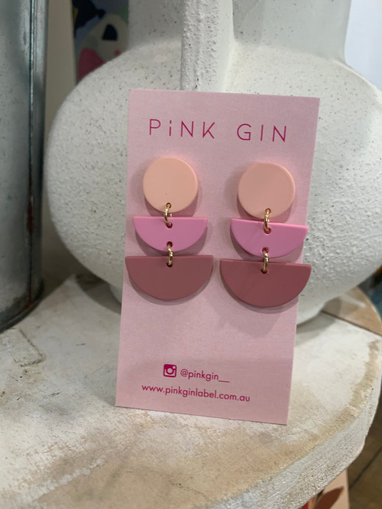 Pink gin earrings deals