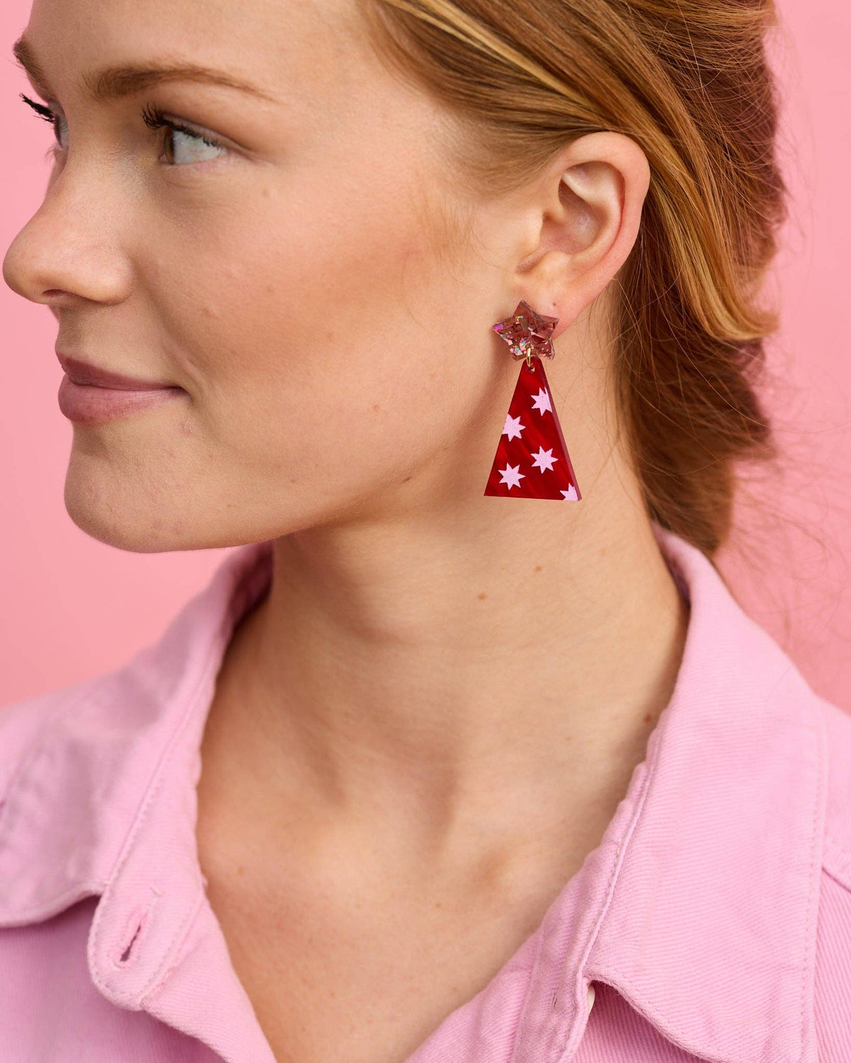 Christmas Tree Earrings - Red