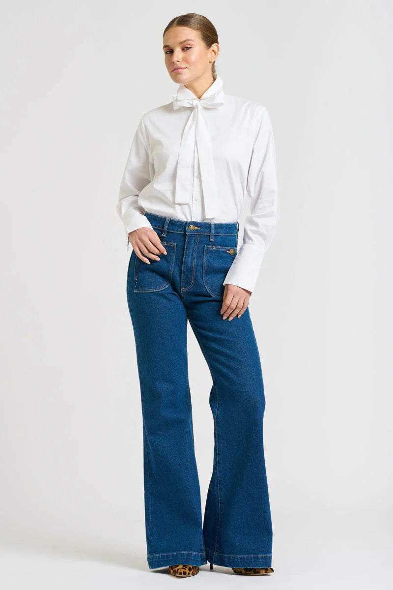 Pussy Bow Shirt - White