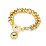 Allure Curb Link Bracelet Ball Pendant - Gold