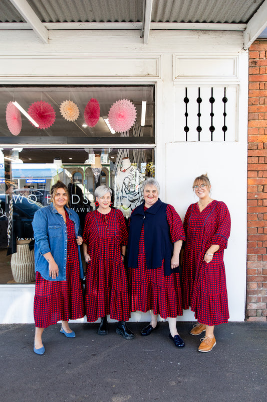 The Wren Dress - Navy & Red Check