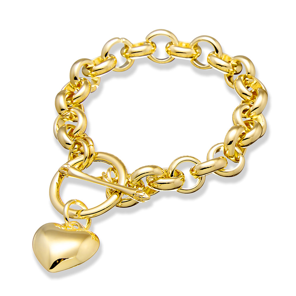 Allure Belcher Bracelet Heart Fob  - Gold
