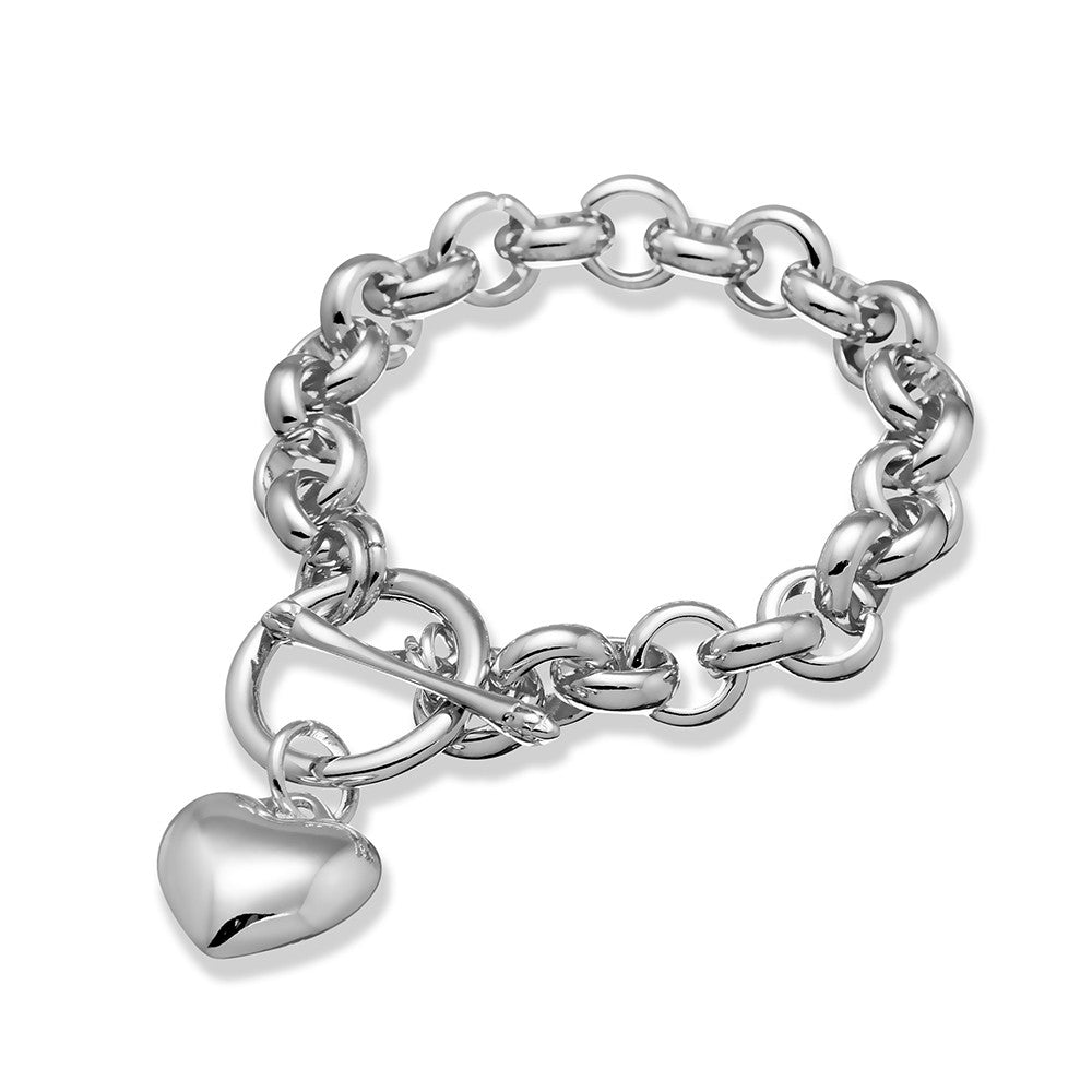Allure Belcher Bracelet Heart Fob  - Silver