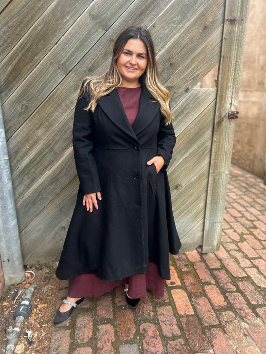 Skirted Coat - Black