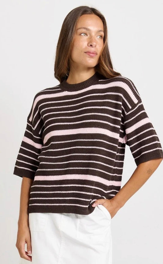 Dylan Knit Tee - Pink Choc