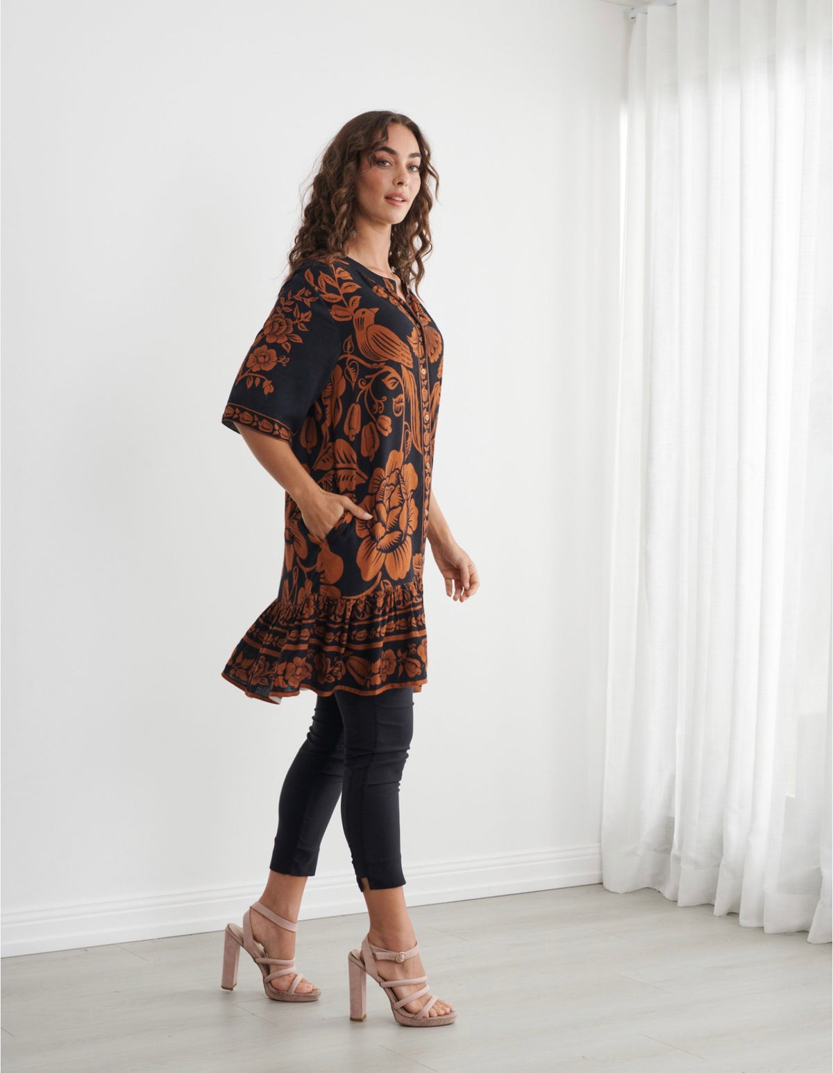 Caju Drop Waist Printed Dress