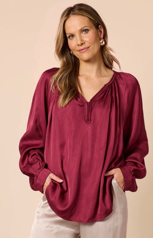 Lux Plait Top- Shiraz