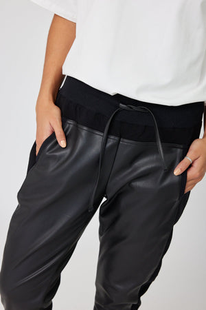 Alexandra Joey Vegan Leather Pant - Faux Black