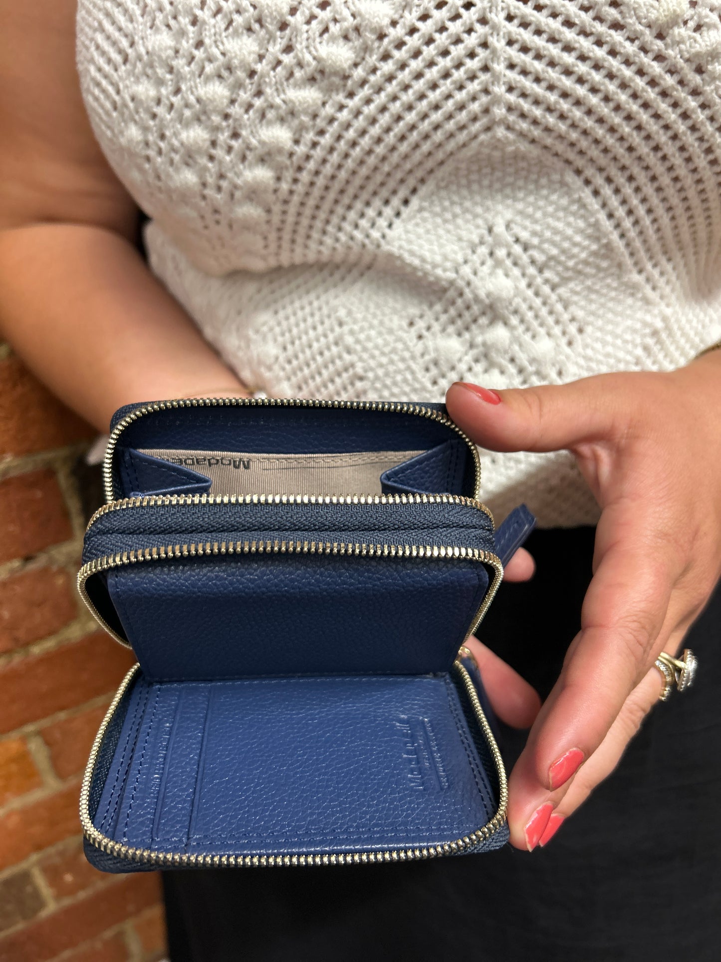 Multi Compartment Zip Coin Purse - Navy