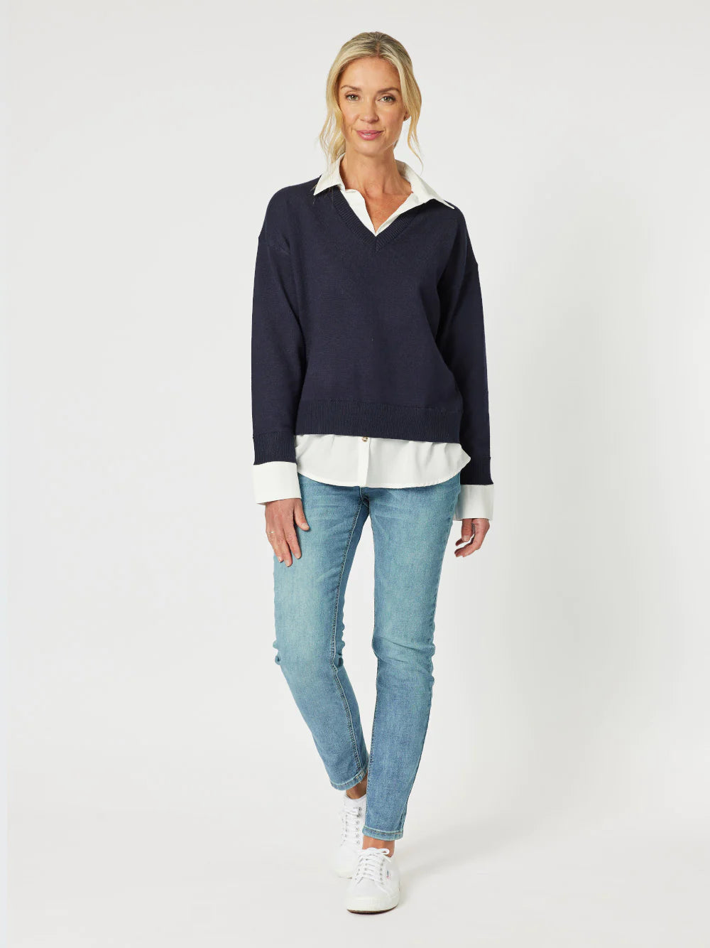 Dee 2 In 1 Jumper - Navy/White
