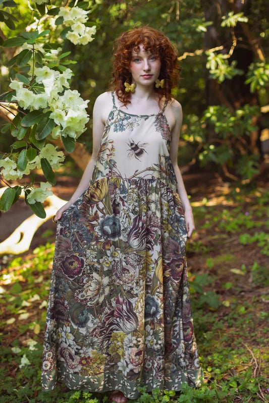Love Grows Wild Bohene Long Maxi Slip Dress with Bees