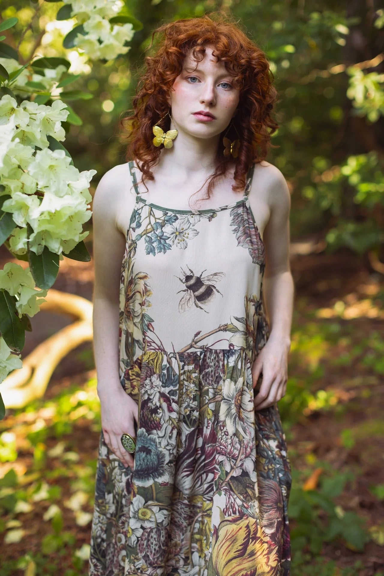 Love Grows Wild Bohene Long Maxi Slip Dress with Bees
