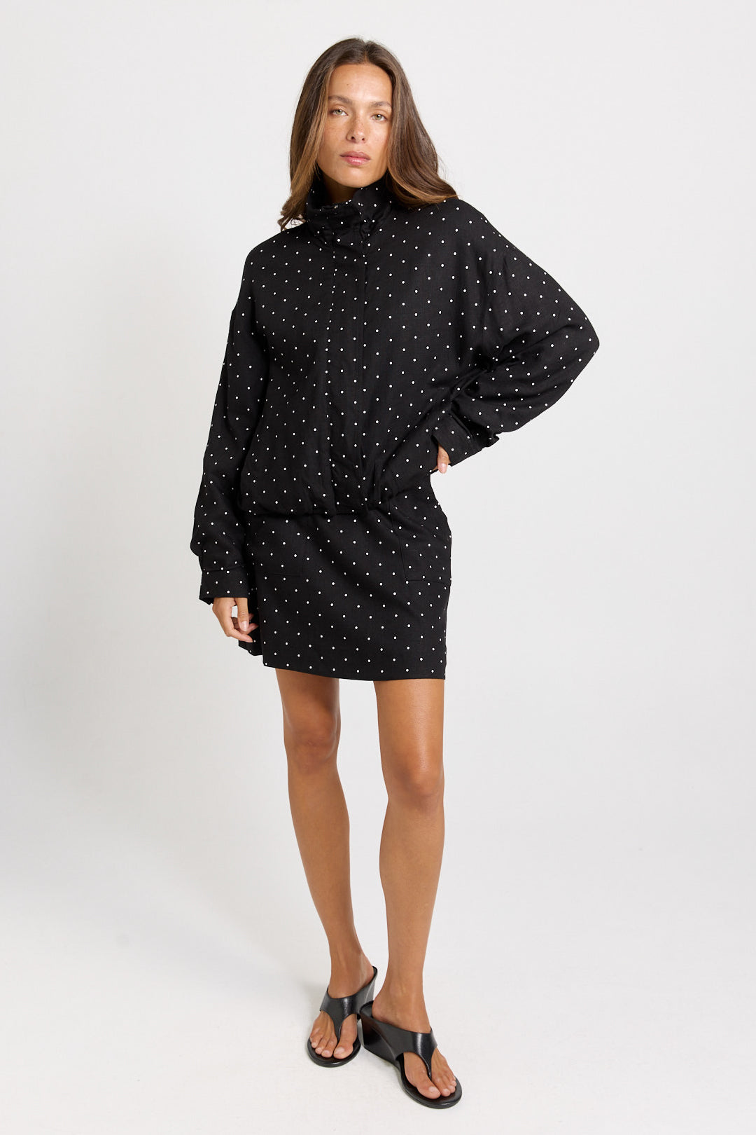 Brookie Spot Bomber Jacket - Black/White
