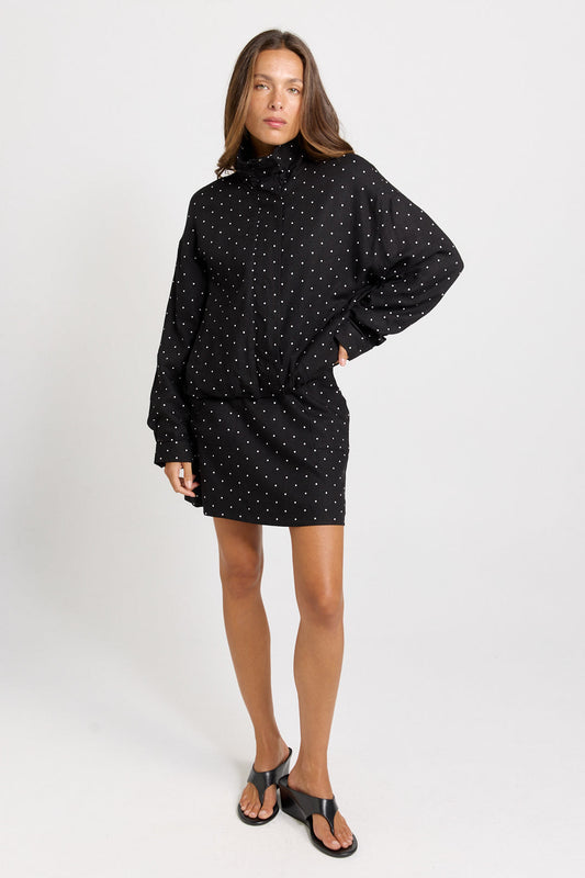 Brookie Spot Bomber Jacket - Black/White