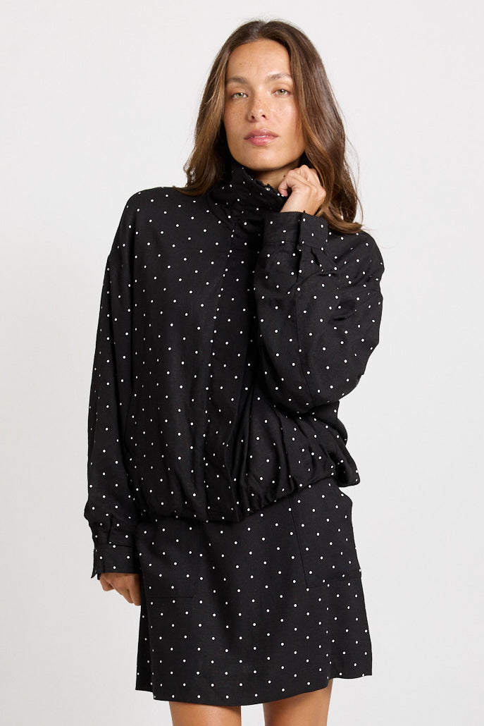 Brookie Spot Bomber Jacket - Black/White