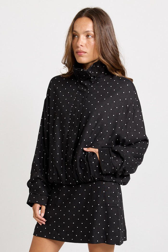 Brookie Spot Bomber Jacket - Black/White