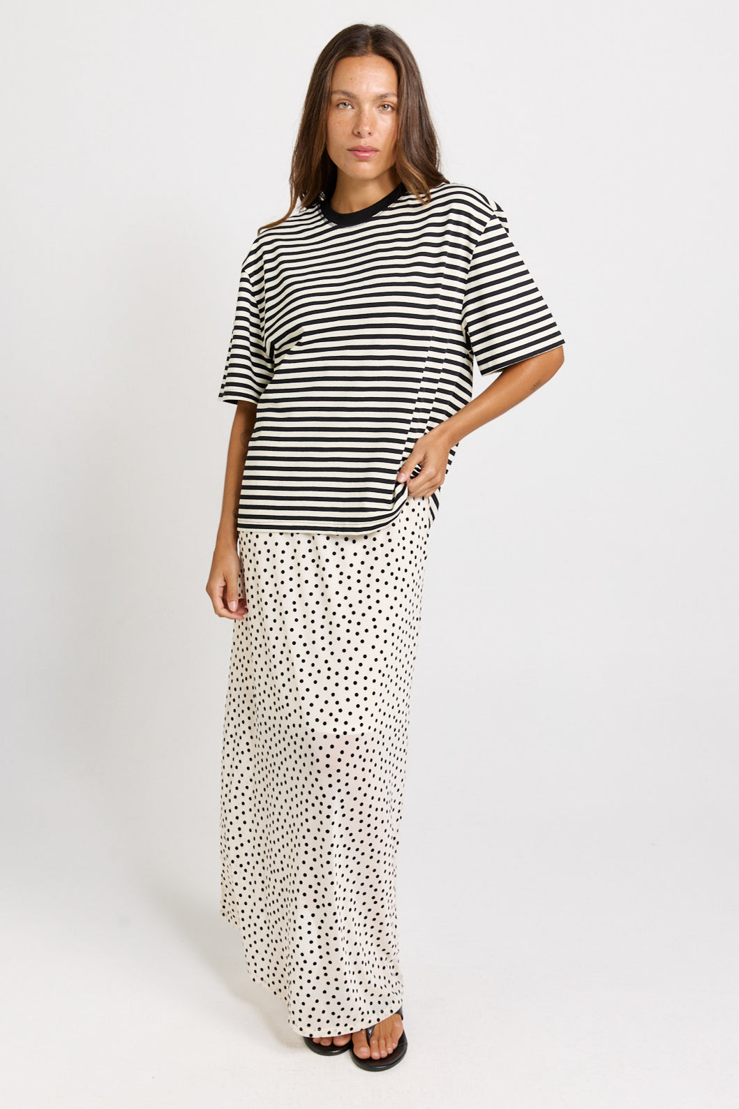Jazel Slouch Tee- Black/White