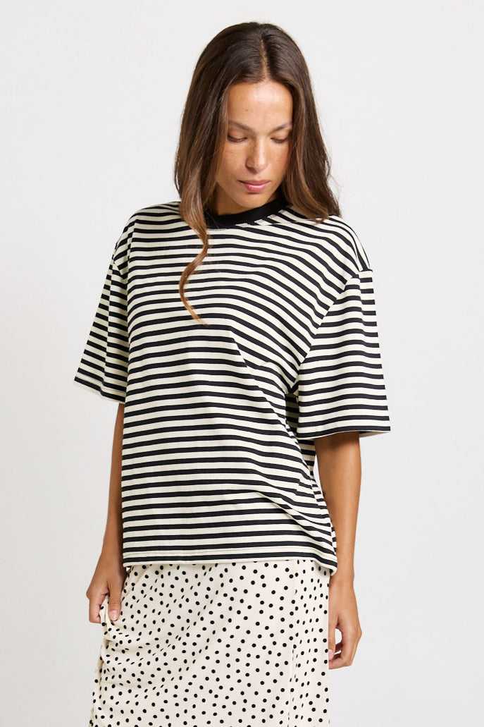 Jazel Slouch Tee- Black/White
