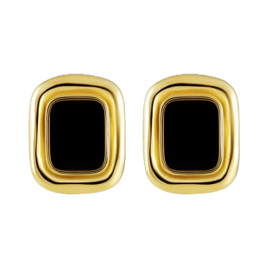 Allure Black/Gold Rectangle Earrings