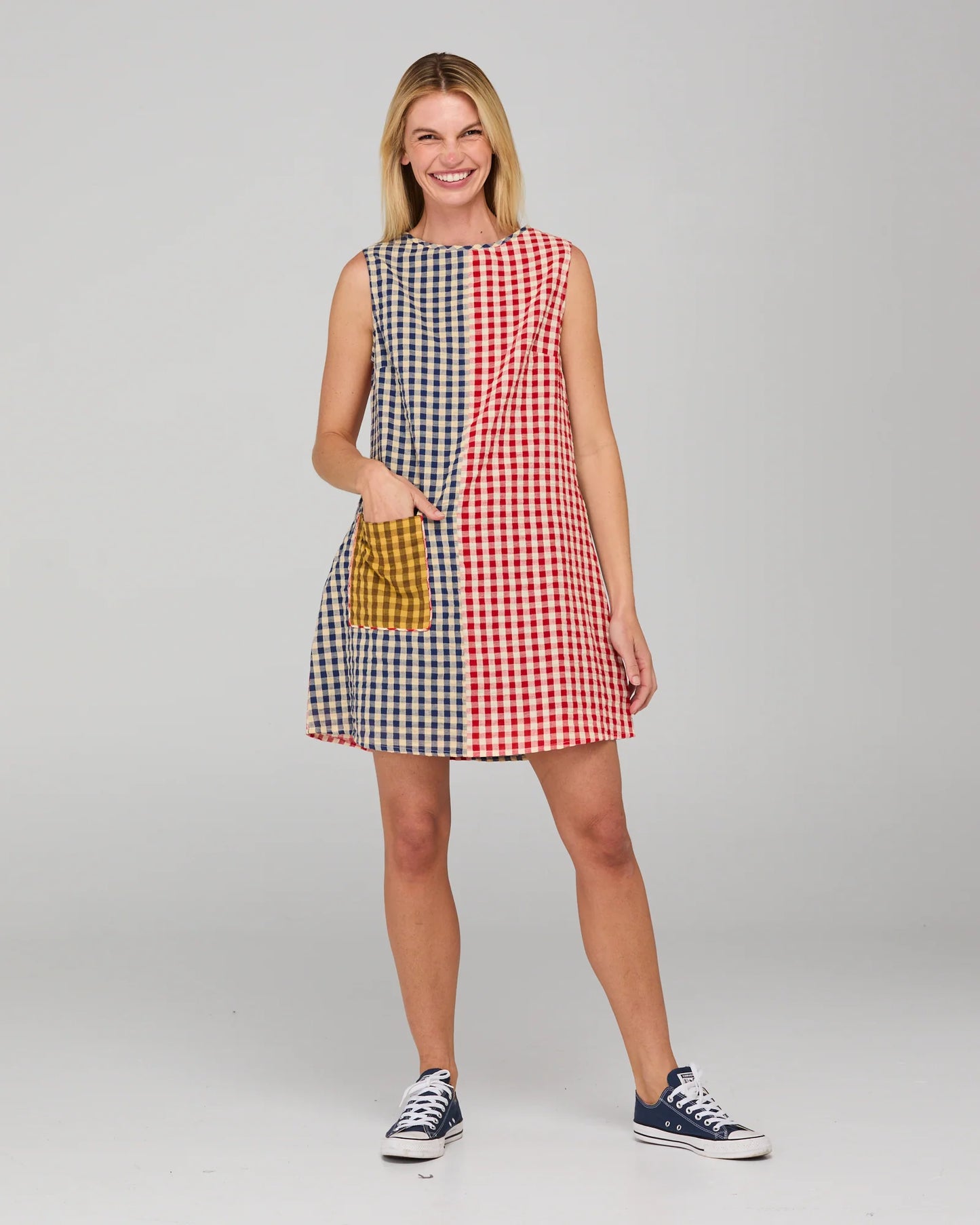 Gillie Dress -Spliced Seersucker