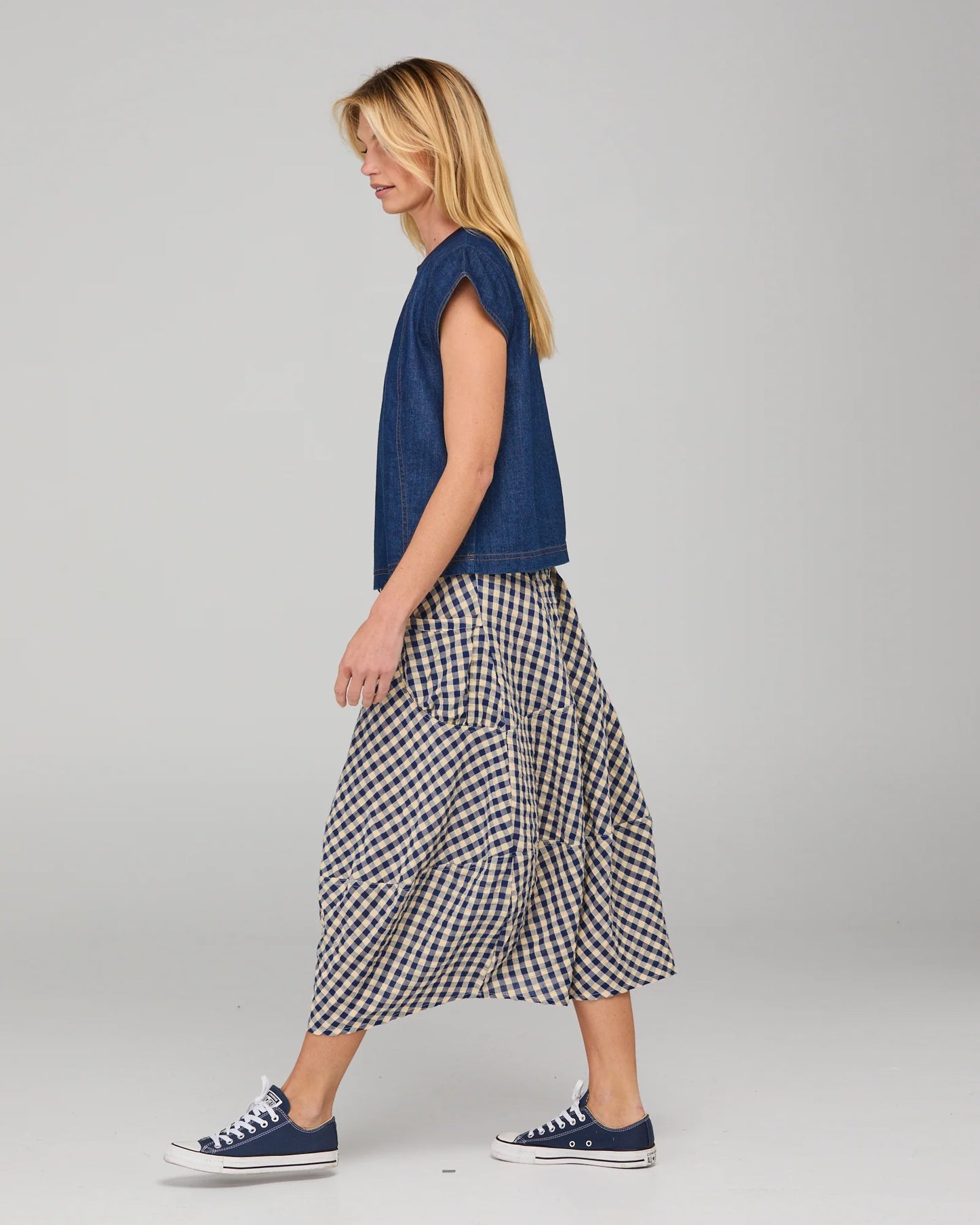 Guru Skirt- Navy Seersucker