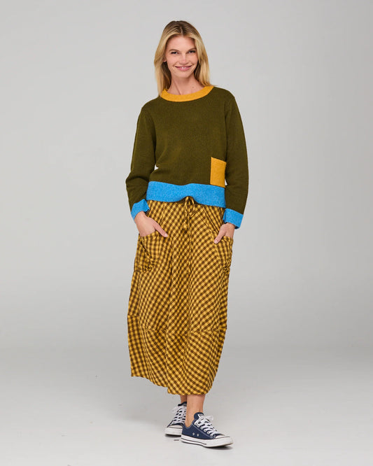 Guru Skirt - Mustard Seersucker