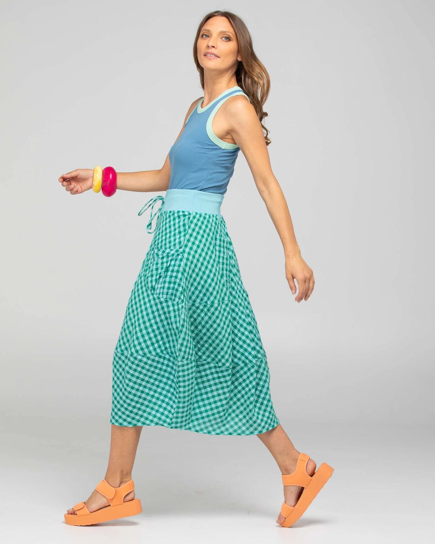 Guru Skirt - Green Seersucker