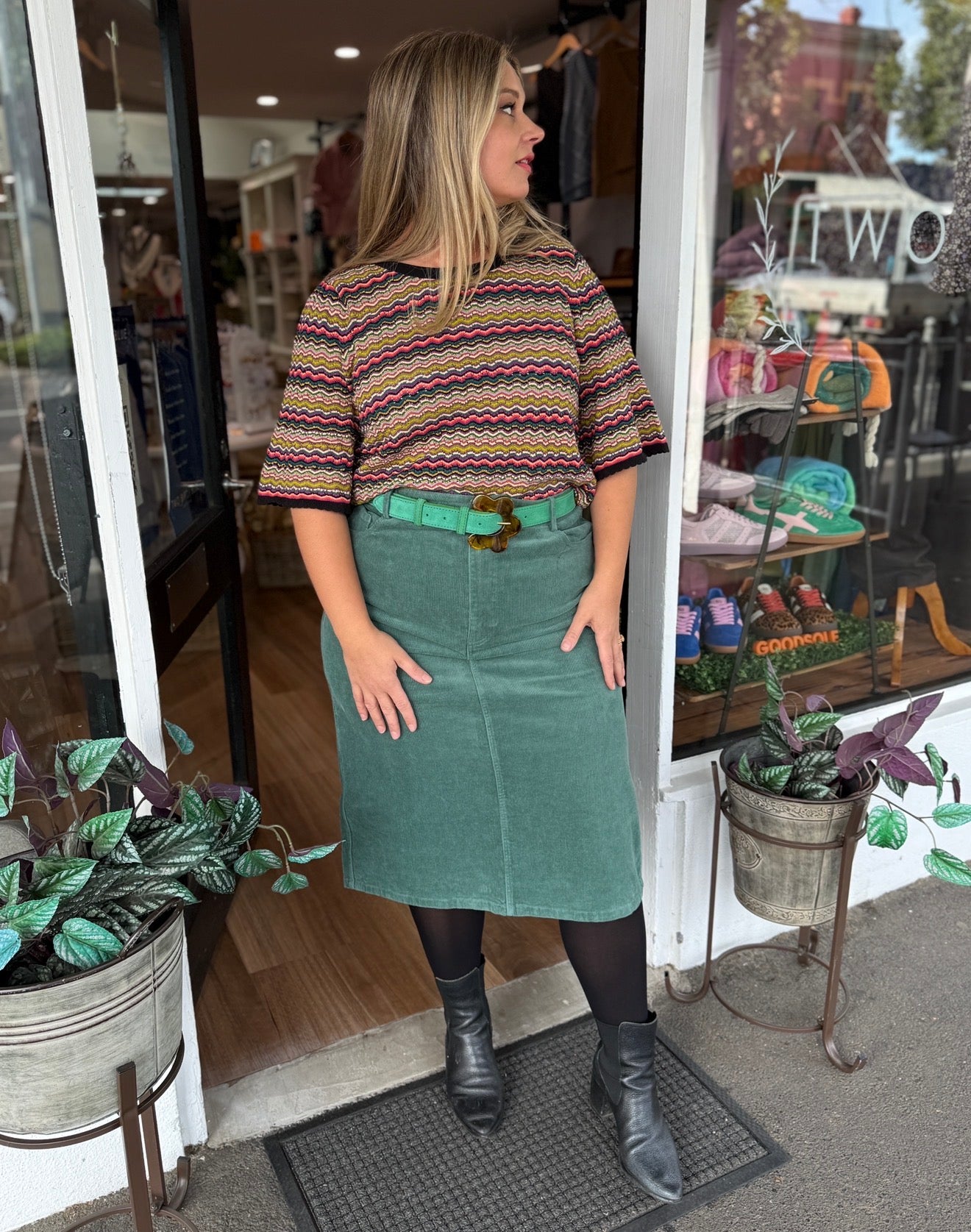 King Louie- Prisca Skirt - Matcha Green Cord