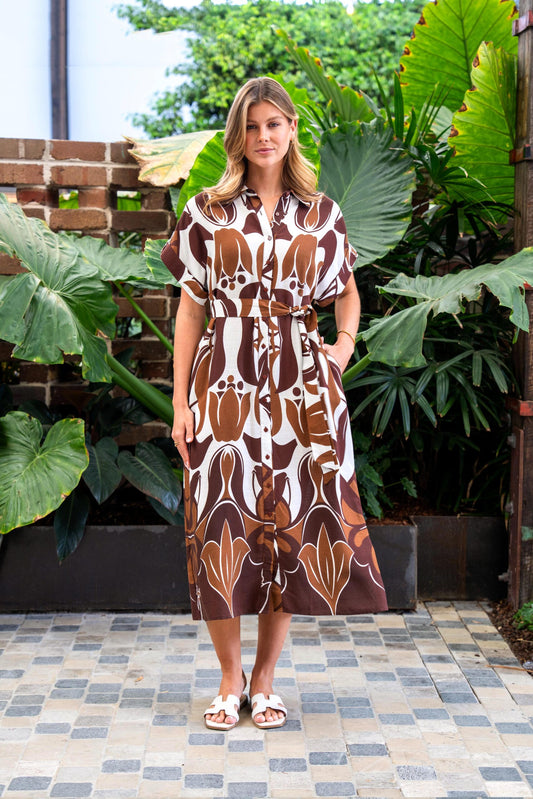 Mathis Dress- Brown Floral