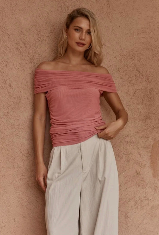 Jordan Off Shoulder Top - Burnt Pink