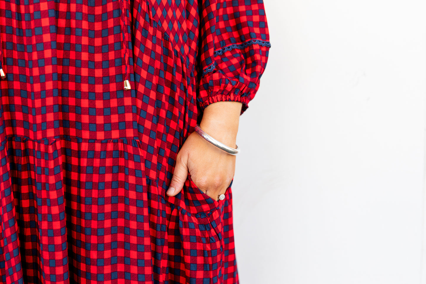 The Wren Dress - Navy & Red Check