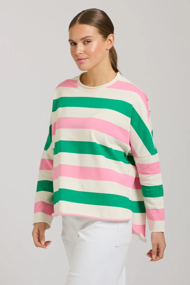 Raw Sweatshirt - Pink & Green