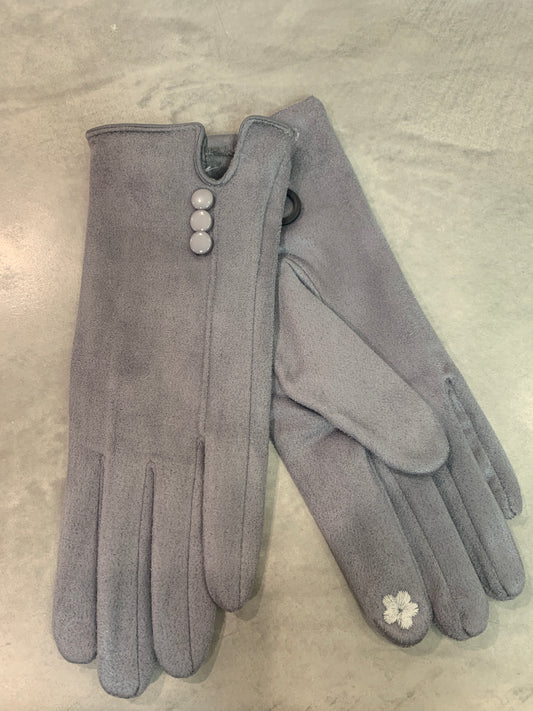 Three Button Glove- Soft Grey