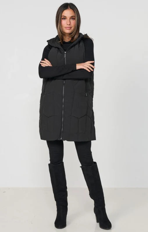 Geometric Puffer Vest- Black