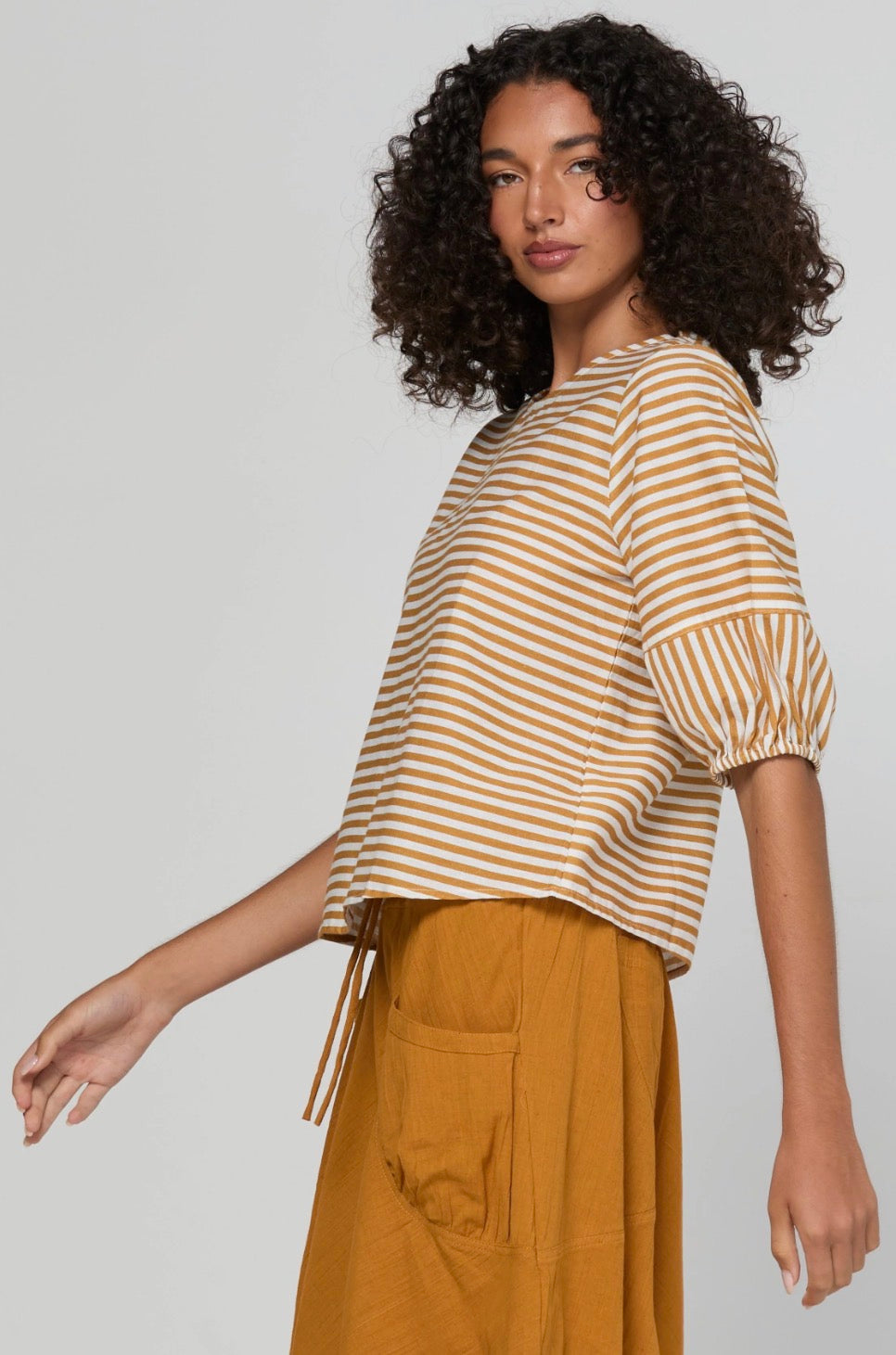 Ava Top - Mustard Stripe